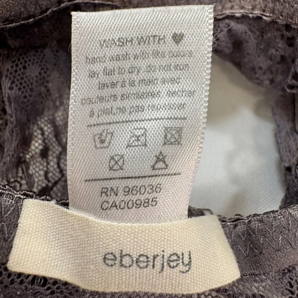 NWOT Eberjey India Lace Bralette Blue‎ Grey Wireless Sheer V-Neck Unlined Medium